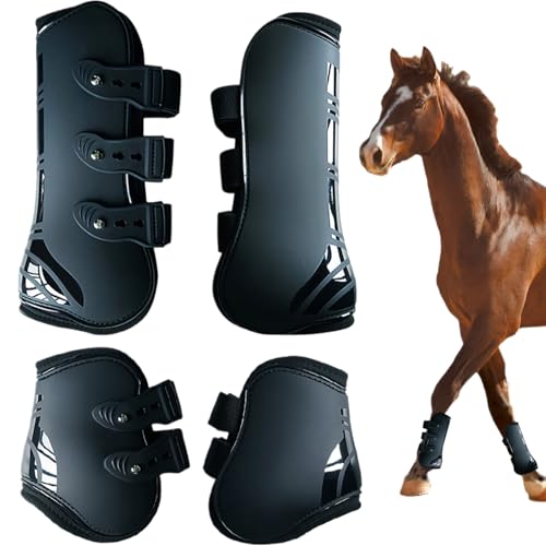 Jorzer Pferdestiefel 4pcs Front- und Hind Horse Sprunging Sehnenstiefel PU-Schalen mit weich von Jorzer