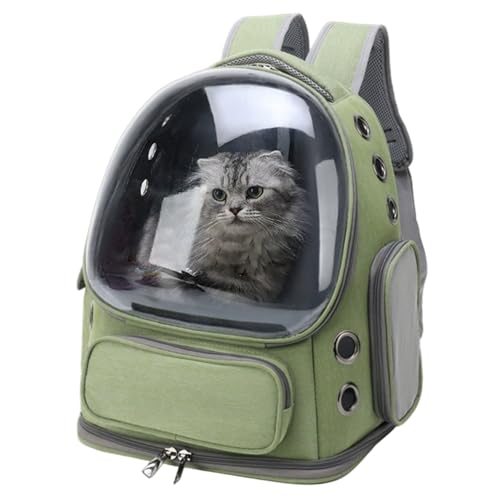 Katzen-Rucksackträger, 3D, groß, atmungsaktiv, ergonomisch, Katzen-Blasen-Rucksack mit verstellbarem Gurt, wasserabweisend, für Reisen, Einkaufen, Tierarzt, Armeegrün von Jorzer