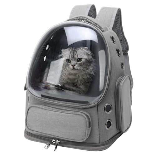 Katzen-Rucksackträger, 3D, groß, atmungsaktiv, ergonomisch, Katzen-Blasen-Rucksack mit verstellbarem Gurt, wasserabweisend, für Reisen, Einkaufen, Tierarzt, Grau von Jorzer