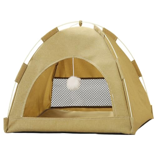 Katzenzelt 15x15x13in Oxford Stoff gemütliches Kätzchen Zelt mit Netzfenster und pelziger Ball Abnehmbares waschbares Katzenhaus für kleine Haustier 0-3 kg Dekor. von Jorzer