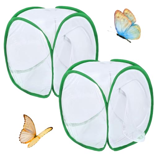 Schmetterling Cage 2pcs Schmetterlingslebensraum Cage 12x12x12 '' Faltbares Hausgarten Popup Mesh Zelt Netto Raupen Net, Käfige Mesh von Jorzer