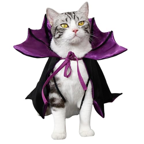 Vampir -Katzenkostüm, Fledermausflügel Cape Pet Halloween Kostüme mit Krawatte, Halloween Cosplay Vampire Umhang für kleine Hunde und Katzen, lila Cape -Hunde - -Transformation Kostüm. von Jorzer