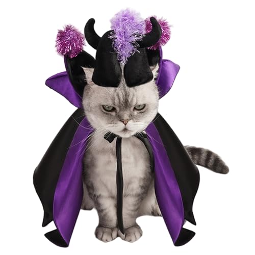 Vampir -Katzenkostüm, Fledermausflügel Cape Pet Halloween Kostüme mit Krawatte, Halloween Cosplay Vampire Umhang für kleine Hunde und Katzen von Jorzer