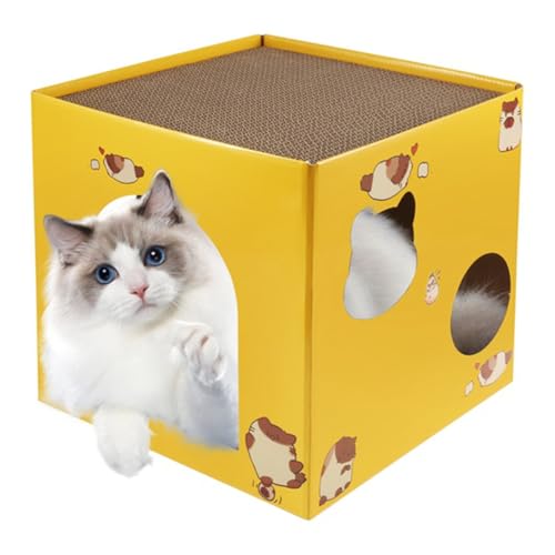 Joselin Katzen-Papphaus mit Kratzpolster Wellpappe Bett Katzenbox Katzenbett für Katze Kleintiere Hase Indoor Joselin Katzen-Papphaus mit Kratzpolster Wellpappe Bett Katzenbox Katzenbett für Katze Kleintiere Hase Indoor von Joselin