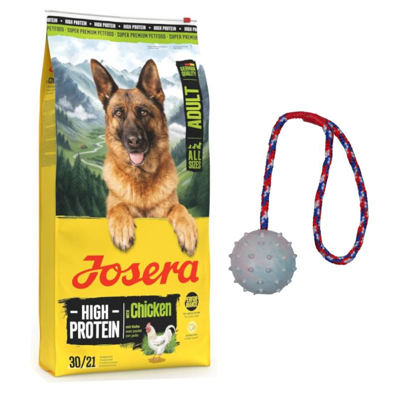 12,5 kg Josera High Protein Adult + Trixie Hundespielzeug Gummiball mit Schnur gratis! - Huhn + 1 Ball ca. Ø 6 cm, Kordel 30 cm lang 12,5 kg Josera High Protein Adult + Trixie Hundespielzeug Gummiball mit Schnur gratis! - Huhn + 1 Ball ca. Ø 6 cm, Kordel 30 cm lang von Josera