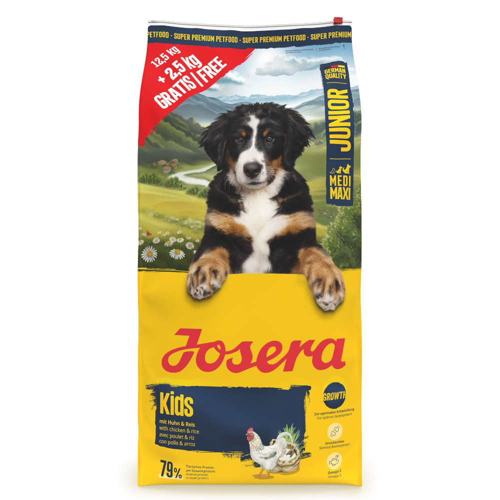 2,5 kg gratis! 15 kg Josera - Medi/Maxi Junior Kids von Josera
