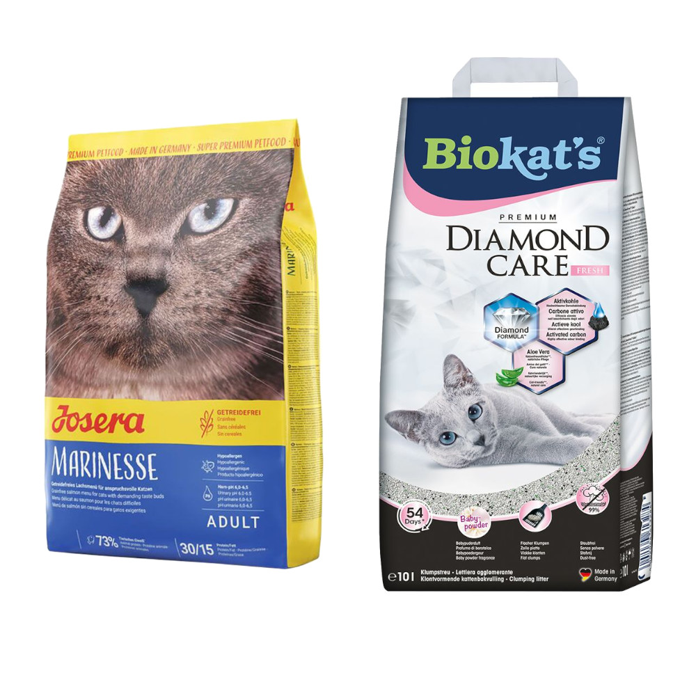 2 kg Josera Trockenfutter + 10 L Biokat´s Katzenstreu zum Sonderpreis! - 2 kg Marinesse + 10 L Diamond Care Fresh 2 kg Josera Trockenfutter + 10 L Biokat´s Katzenstreu zum Sonderpreis! - 2 kg Marinesse + 10 L Diamond Care Fresh von Josera