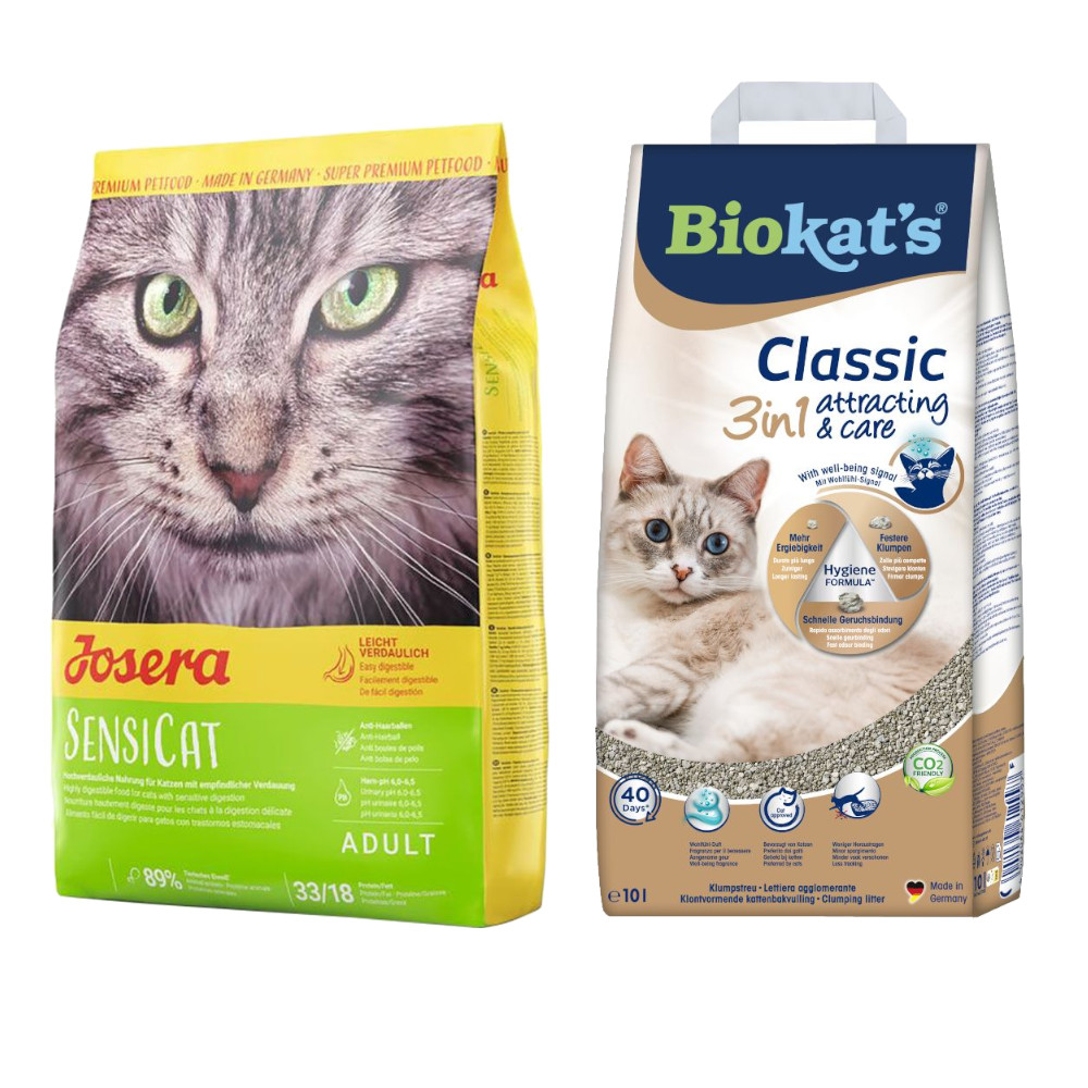 2 kg Josera Trockenfutter + 10 L Biokat's Katzenstreu zum Sonderpreis! - 2 kg SensiCat + 10 L Classic Attracting & Care 2 kg Josera Trockenfutter + 10 L Biokat's Katzenstreu zum Sonderpreis! - 2 kg SensiCat + 10 L Classic Attracting & Care von Josera