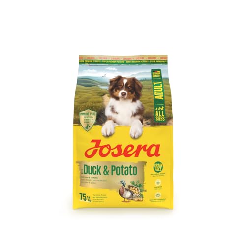 JOSERA Adult Ente & Kartoffel (1 x 3 kg) | Premium Trockenfutter für ausgewachsene Hunde | getreidefrei | Immune Plus für EIN intaktes Immunsystem | Biotin und Fettsäuren für Haut & Fell | 1er Pack von Josera