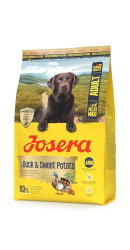JOSERA Adult Ente & Süßkartoffel (1 x 3 kg) | Premium Trockenfutter für mittlere und große Rassen | Große Krokette| Immune Plus für EIN intaktes Immunsystem | getreidefrei| 1er Pack von Josera