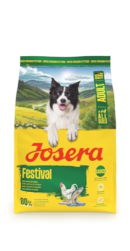 JOSERA Adult Festival Lachs & Huhn (1 x 3 kg) | Premium Trockenfutter für ausgewachsene wählerische aktive Hunde | energiereich | leckerer Soßenmantel - auch zum Einweichen | glutenfrei | 1er Pack von Josera