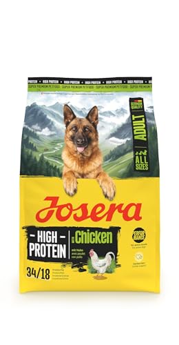 JOSERA Adult High Protein Huhn (1 x 3 kg) | Premium Trockenfutter für ausgewachsene & sportliche (Zucht-) Hunde | Huhn & Lachsöl | glutenfrei & proteinreich | L-Carnitin & Taurin | 1er Pack von Josera