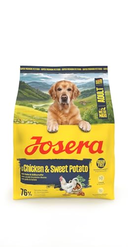 JOSERA Adult Huhn & Süßkartoffel (1 x 900 g) | Premium Trockenfutter für ausgewachsene & sportliche Hunde mittlerer & großer Rassen | mit Erbse & ohne Kartoffel | getreidefrei | 1er Pack von Josera