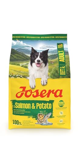 JOSERA Adult Lachs & Kartoffel (1 x 3 kg) | Premium Trockenfutter für ausgewachsene Hunde (auch Senioren) | Monoprotein - 100% Lachs | wenig Protein | getreidefrei | Hundefutter | 1er Pack von Josera