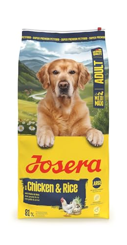 JOSERA Adult Large Huhn & Reis (1 x 12,5 kg) | Premium Trockenfutter für ausgewachsene Hunde großer Rassen | mit Lachsöl | glutenfrei | wertvolle Fettsäuren | XL-Kroketten gegen Schlingen | 1er Pack von Josera