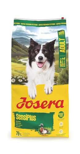 JOSERA Adult SensiPlus Ente & Reis (1 x 12,5 kg) | Premium Trockenfutter für ausgewachsene empfindliche Hunde | mit viel Biotin für gesunde Haut & Fell | hoch verdaulich | glutenfrei | 1er Pack von Josera