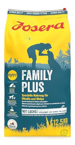 JOSERA Family Plus (1 x 12,5 kg) | Puppy | Premium Trockenfutter für trächtige/säugende Hündinnen & Welpen | Lachs & Geflügel | Optimale Versorgung mit Enegie & L-Carnitin | weizenfrei| 1er Pack von Josera