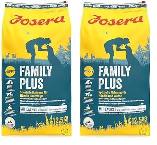 JOSERA Family Plus (1 x 12,5 kg) | Puppy | Premium Trockenfutter für trächtige/säugende Hündinnen & Welpen | Lachs & Geflügel | Optimale Versorgung mit Enegie & L-Carnitin | weizenfrei| 2er Pack von Josera