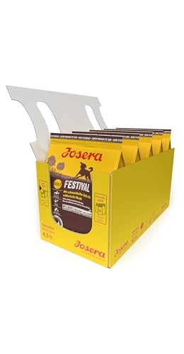 JOSERA Festival (5 x 900 g) | Adult | Premium Trockenfutter für ausgewachsene wählerische Hunde | Lachs & Geflügel | in leckerem Soßenmantel auch zum Einweichen | weizenfrei | Hundefutter| 5er Pack von Josera