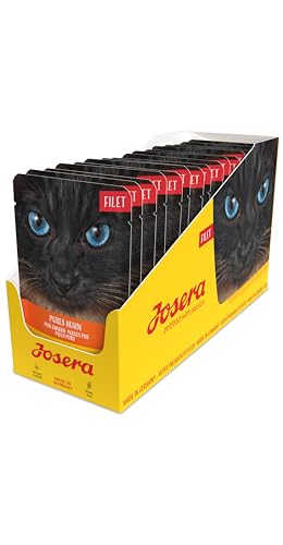 JOSERA Filet Pures Huhn (16 x 70 g) | Adult | Premium Nassfutter für ausgewachsene Katzen | Pures Huhn mit 40% Hühnerfilet | getreidefrei | Katzenfutter nass im Frischebeutel | 16er Pack von Josera