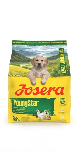 JOSERA Junior YoungStar Huhn & Kartoffel (1 x 900 g) | Premium Trockenfutter für wachsende Hunde | Welpenfutter für mittlere und große Rassen zur optimalen Versorgung | getreidefrei | 1er Pack von Josera