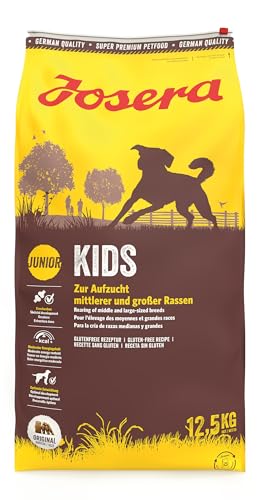 JOSERA Kids (1 x 12,5 kg) | Junior | Premium Trockenfutter für wachsende Hunde | Geflügel & Reis | zur Aufzucht größerer Hunde ab der 6. Lebenswoche | weizenfrei | Hundefutter | 1er Pack von Josera