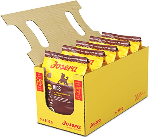 JOSERA Kids (5 x 900 g) | Welpenfutter für mittlere und große Rassen | ohne Weizen | Super Premium Trockenfutter für wachsende Hunde | 5er Pack von Josera