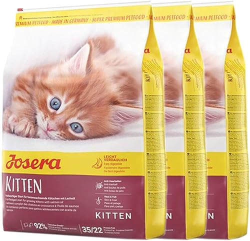 JOSERA Kitten (3 x 400 g) | Katzenfutter für eine optimale Entwicklung | Super Premium Trockenfutter für wachsende Katzen | 3er Pack von Josera