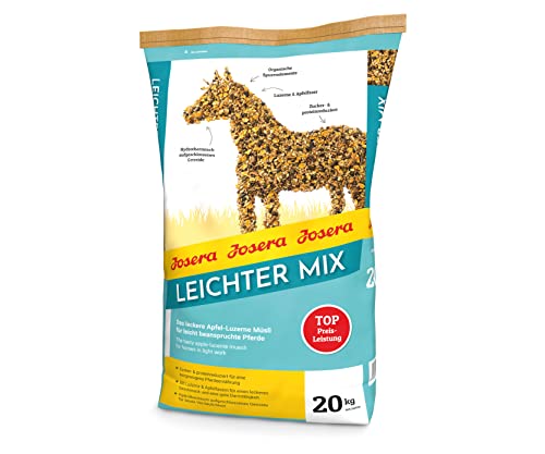 JOSERA Leichter Mix (1 x 20 kg) | Premium Pferdefutter für leicht beanspruchte Pferde | Pferdefutter light | Zucker- & proteinreduziert |Apfel-Luzerne Müsli | 1er Pack von Josera