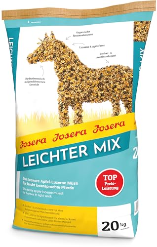 JOSERA Leichter Mix (1 x 20 kg) | Premium Pferdefutter für leicht beanspruchte Pferde | Pferdefutter light | Zucker- & proteinreduziert |Apfel-Luzerne Müsli | 1er Pack von Josera