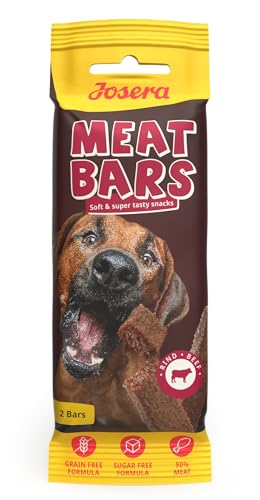 JOSERA Meat Bars Beef (1 x 40 g) | Adult | Premium Snackwurst für Hunde mit leckerem Rindfleisch | 90% Fleischanteil | zuckerfrei & getreidefrei | schonend getrocknetes Leckerli | 1er Pack von Josera