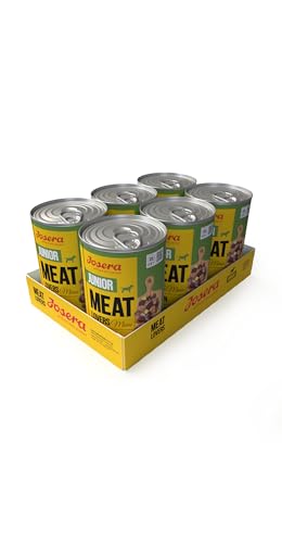 JOSERA Meat Lovers Junior Menu Chicken (6 x 400 g) | Junior | Premium Nassfutter für Welpen & Junghunde | extra viel Fleisch von Huhn & Ente | Lachsöl | getreidefrei | Hundefutter nass | 6er Pack von Josera