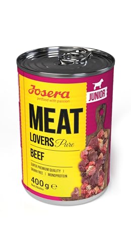 JOSERA Meat Lovers Junior Pure Beef (6 x 400 g) | getreidefreies Nassfutter mit Rind | für Welpen & Junghunde | Welpenfutter mit 100% transparenter Rezeptur von Josera
