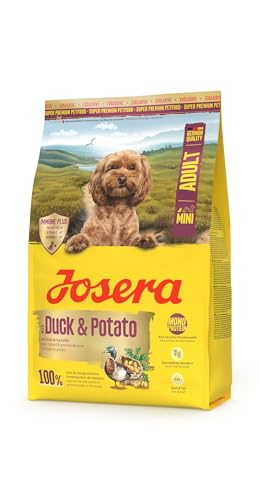 JOSERA Mini Adult Ente & Kartoffel (1 x 3 kg) | Premium Trockenfutter für ausgewachsene Hunde kleiner Rassen | getreidefrei | Kleine Kroketten | mit IMMUNE PLUS für ein intaktes Immunsystem | 1er Pack von Josera