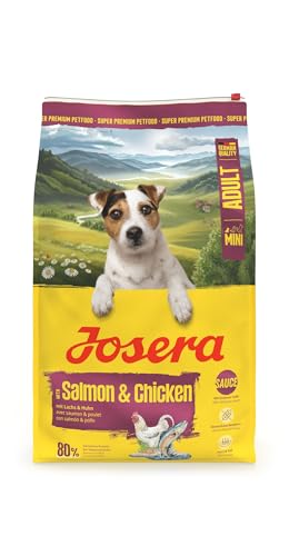JOSERA Mini Adult Lachs & Huhn (1 x 10 kg) | Premium Trockenfutter für ausgewachsene Hunde Kleiner Rassen | mit Biotin | kleine Kroketten | mit leckerem Soßenpulver auch nass zu verfüttern | 1er Pack von Josera