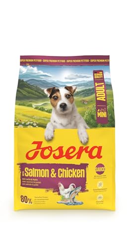 JOSERA Mini Adult Lachs & Huhn (1 x 3 kg) | Premium Trockenfutter für ausgewachsene Hunde Kleiner Rassen | mit Biotin | kleine Kroketten | mit leckerem Soßenpulver auch nass zu verfüttern | 1er Pack von Josera