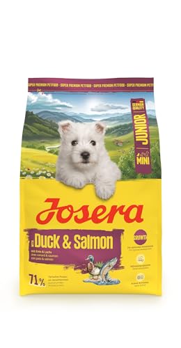 JOSERA Mini Junior Ente & Lachs (1 x 3 kg) | Premium Trockenfutter für wachsende Hunde bis 10 kg ab der 6. Woche | Welpenfutter zur optimalen Entwicklung | kleine Kroketten | glutenfrei |1er Pack von Josera