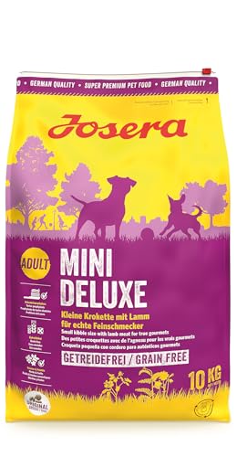 JOSERA MiniDeluxe (1 x 10 kg) | Adult Mini | Premium Trockenfutter für ausgewachsene Hunde Kleiner Rassen | Lamm & Süßkartoffel | Kleine Kroketten | extraverträglich | weizenfrei | 1er Pack von Josera