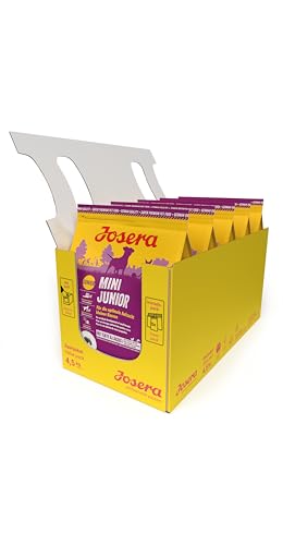 JOSERA MiniJunior (5 x 900 g) | Mini Junior | Premium Trockenfutter für wachsende Hunde ab der 6. Woche | Ente & Lachs | Welpenfutter zur optimalen Entwicklung | weizenfrei | Hundefutter | 5er Pack von Josera