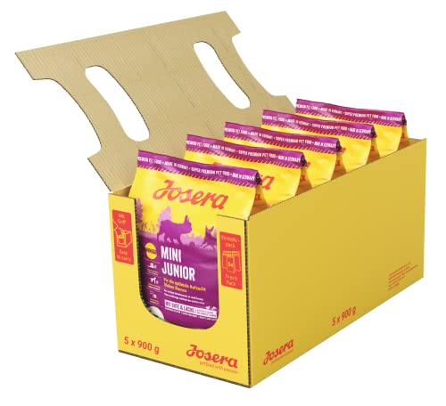 JOSERA MiniJunior (5 x 900 g) | Welpenfutter für kleine Rassen | für eine optimale Entwicklung | Super Premium Trockenfutter für wachsende Hunde | 5er Pack von Josera
