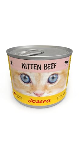 JOSERA Nassfutter Kitten Beef (6 x 200 g) | Kitten | Premium Katzenfutter nass für wachsende Katzen | Rind | mit Lachsöl | getreidefrei | Anti-Haarballen | Alleinfutter | 6er Pack von Josera