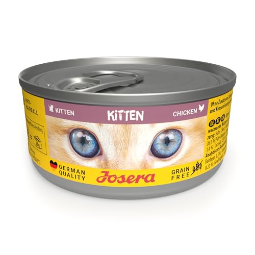 JOSERA Nassfutter Kitten Chicken (12 x 85 g) | Kitten | Premium Katzenfutter nass für wachsende Katzen | Huhn & Kürbis | mit Lachsöl | getreidefrei | Anti-Haarballen | Alleinfutter | 12er Pack von Josera