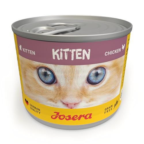 JOSERA Nassfutter Kitten Chicken (6 x 200 g) | Kitten | Premium Katzenfutter nass für wachsende Katzen | Huhn & Kürbis | mit Lachsöl | getreidefrei | Anti-Haarballen | Alleinfutter | 6er Pack von Josera