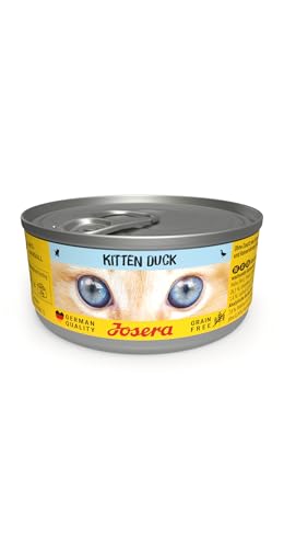 JOSERA Nassfutter Kitten Duck (12 x 85 g) | Kitten | Premium Katzenfutter nass für wachsende Katzen | Ente & Kartoffel | mit Lachsöl | getreidefrei | Anti-Haarballen | Alleinfutter | 12er Pack von Josera