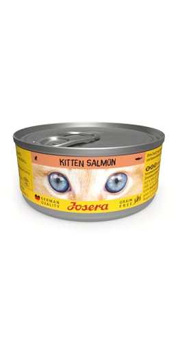 JOSERA Nassfutter Kitten Salmon (12 x 85 g) | Kitten | Premium Katzenfutter nass für wachsende Katzen | Lachs & Pastinake | mit Lachsöl | getreidefrei | Anti-Haarballen | Alleinfutter | 12er Pack von Josera