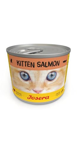 JOSERA Nassfutter Kitten Salmon (6 x 200 g) | Kitten | Premium Katzenfutter nass für wachsende Katzen | Lachs & Pastinake | mit Lachsöl | getreidefrei | Anti-Haarballen | Alleinfutter | 6er Pack von Josera