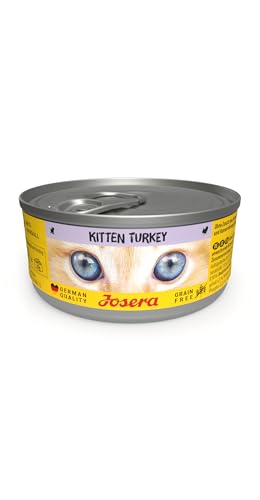 JOSERA Nassfutter Kitten Turkey (12 x 85 g) | Kitten | Premium Katzenfutter nass für wachsende Katzen | Pute & leckere Geflügelbrühe | getreidefrei | Anti-Haarballen | Alleinfutter | 12er Pack von Josera