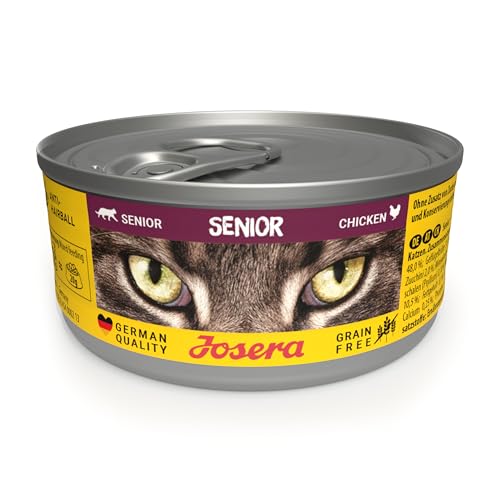 JOSERA Nassfutter Senior (12 x 85 g) | Senior | Premium Katzenfutter nass für ältere Katzen | Huhn | getreidefrei | mit wertvollen Antioxidantien | Anti-Haarballen | Alleinfutter | 12er Pack von Josera