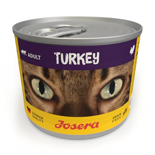 JOSERA Nassfutter Turkey (6 x 200 g) | Adult | Premium Katzenfutter nass für ausgewachsene Katzen | Pute | mit Lachsöl | getreidefrei | gegen Harnsteinbildung & Haarballen | Alleinfutter | 6er Pack von Josera
