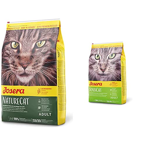 JOSERA NatureCat (1 x 10 kg) | getreidefreies Katzenfutter mit Geflügel- und Lachsprotein | 1er Pack & SensiCat (1 x 10 kg) | Katzenfutter mit extra verträglicher Rezeptur, 1er Pack von Josera